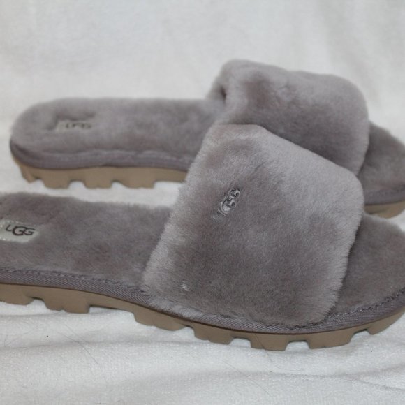 NIB UGG WOMEN'S COZETTE SHEARLING SLIDE SLIPPER SANDALS GRAY - Picture 6 of 6